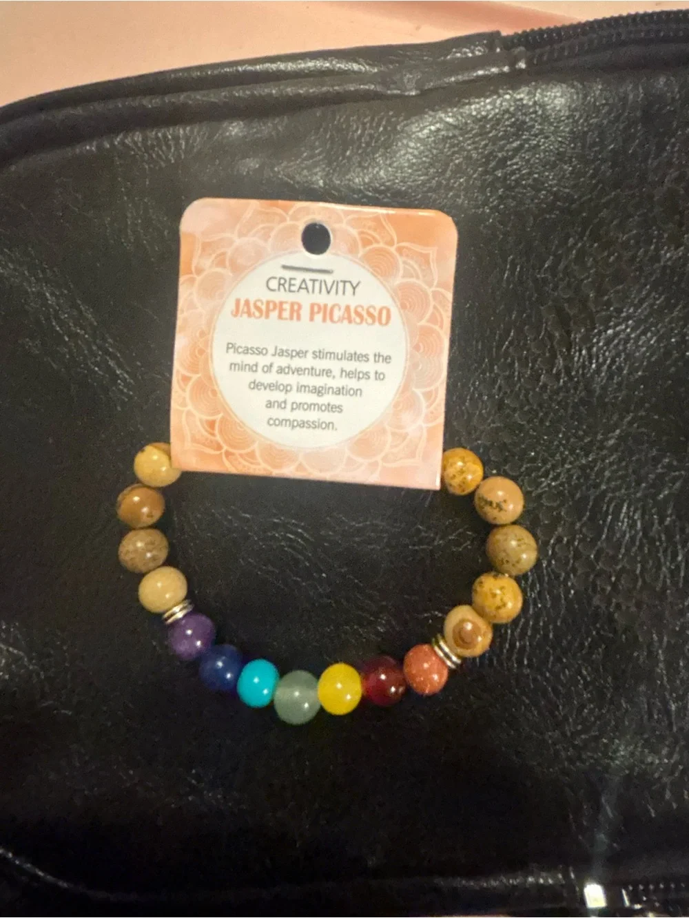 Jasper Picasso Beaded Chakra Stretch Bracelet - Multicolor